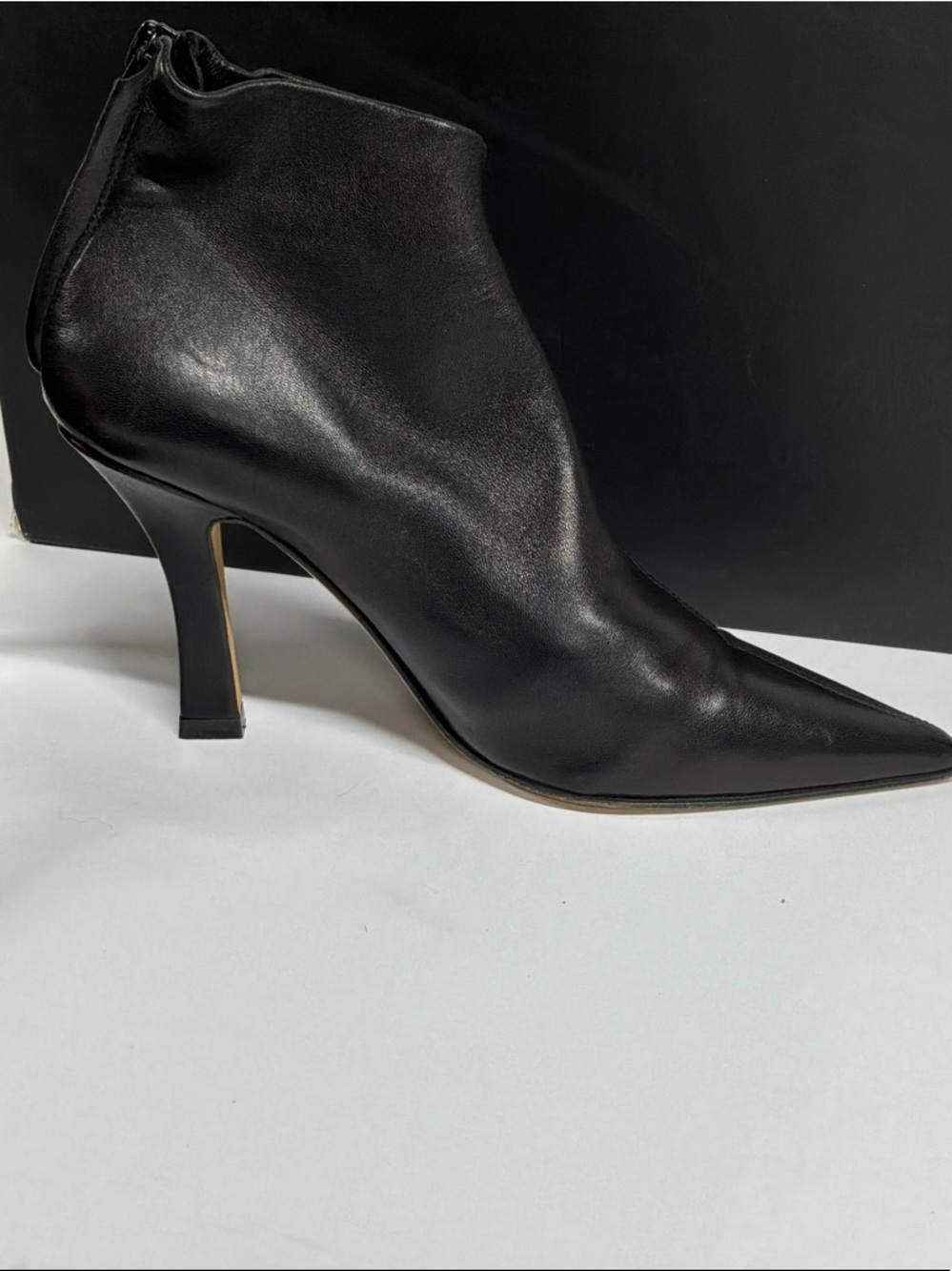 Helmut Lang Black Pointed Toe Leather Ankle Booties, Very Good , Sz IT 36.5 - Picture 10 of 10